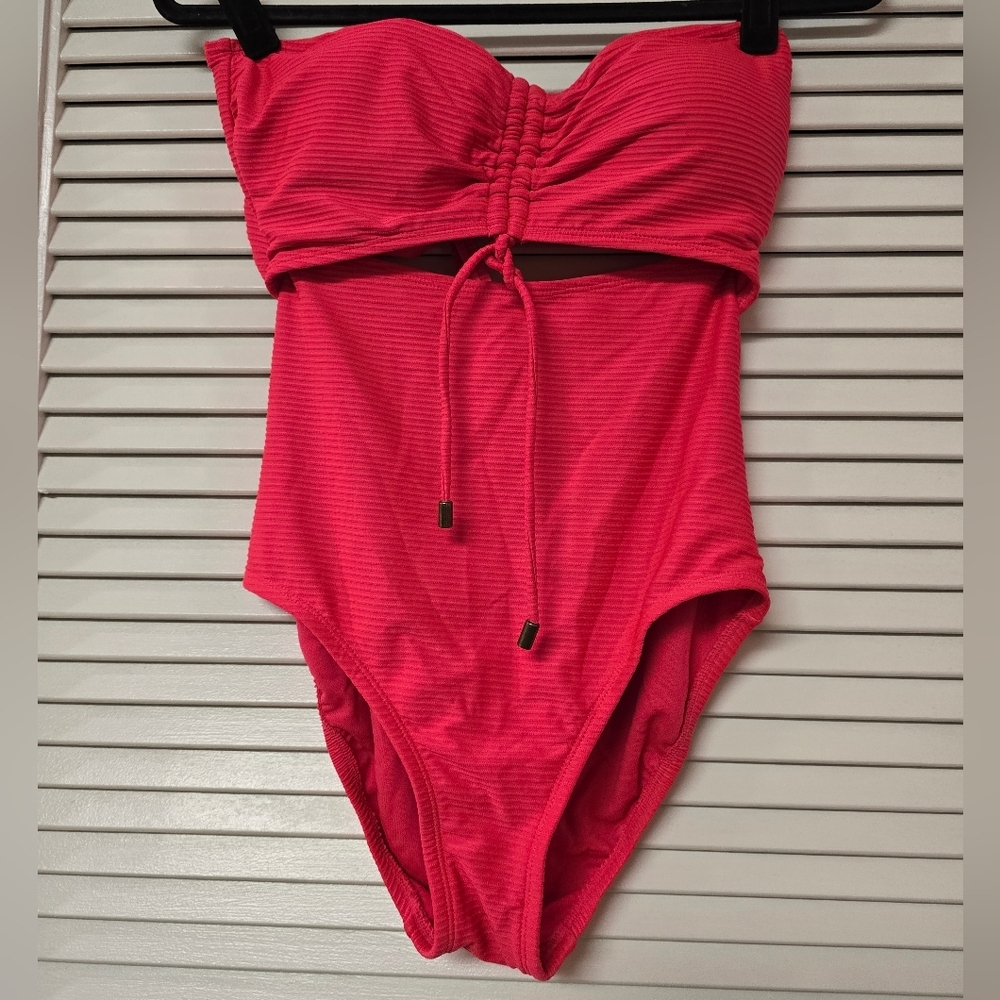 Time and Tru - Pink Ribbed One-Piece Swimsuit
